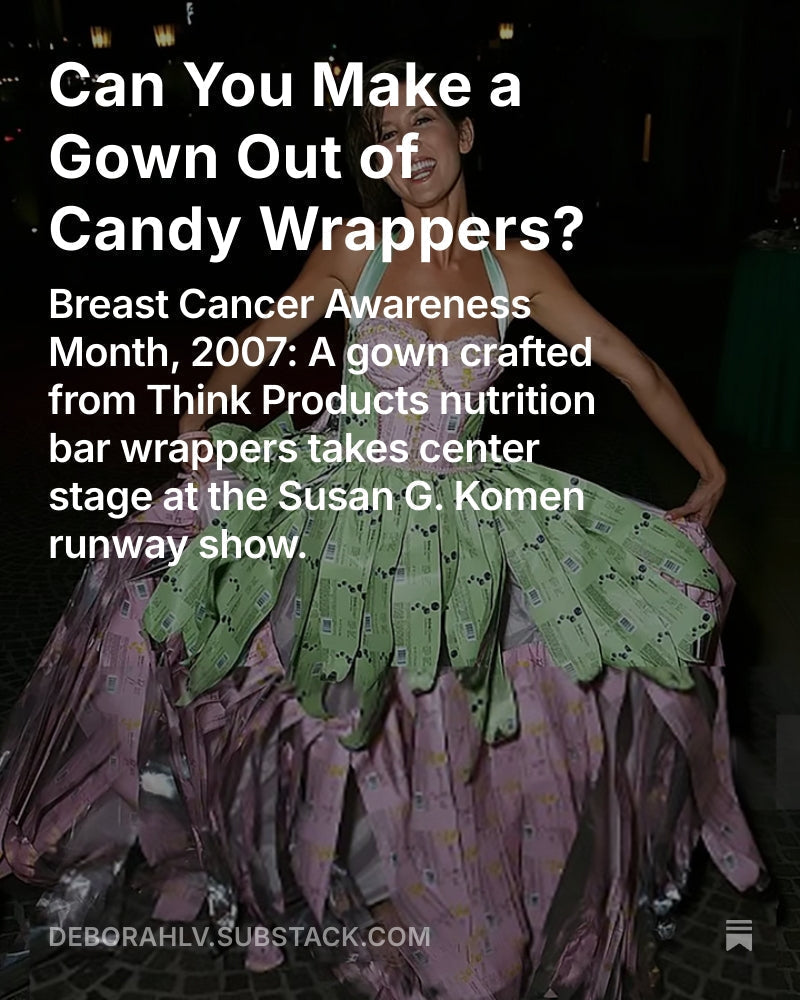 candy wrapper gown for breast cancer awareness, substack.
