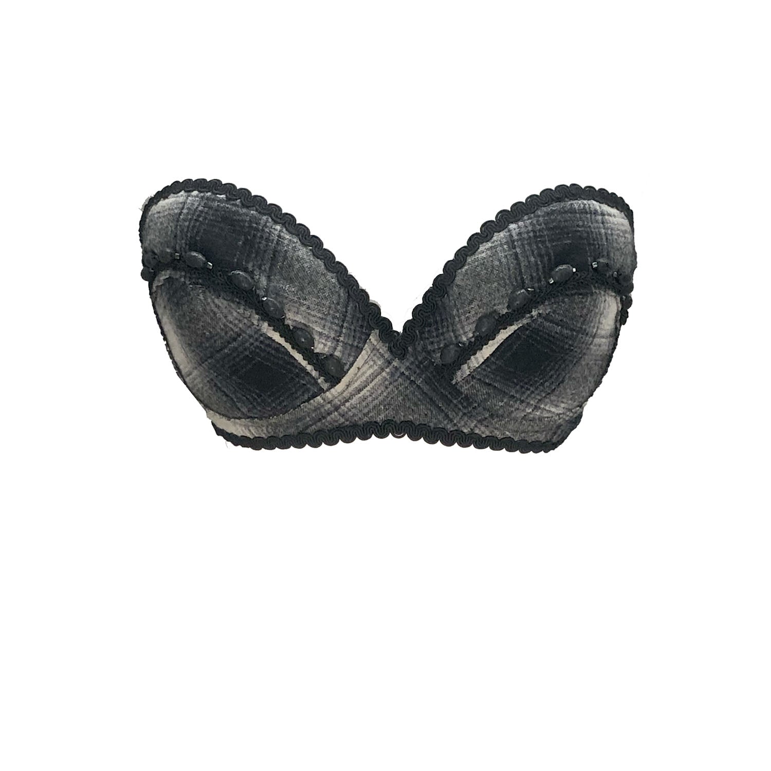 Courtney Bralette – Vintage Wool Plaid Bralette with Lava Beads | Deborah Lindquist