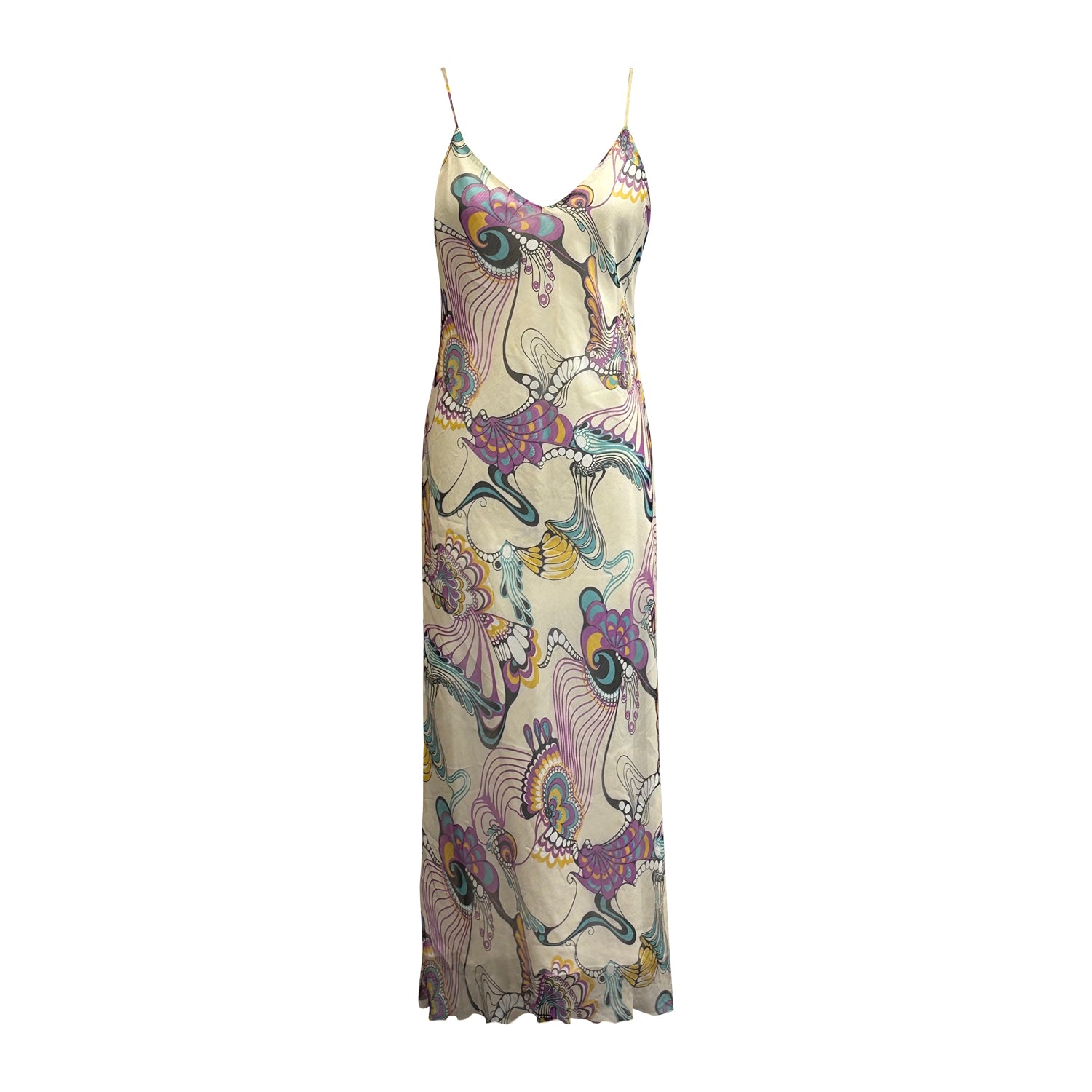 The Dali Slipdress-off-white with purple and deep pink abstract design
