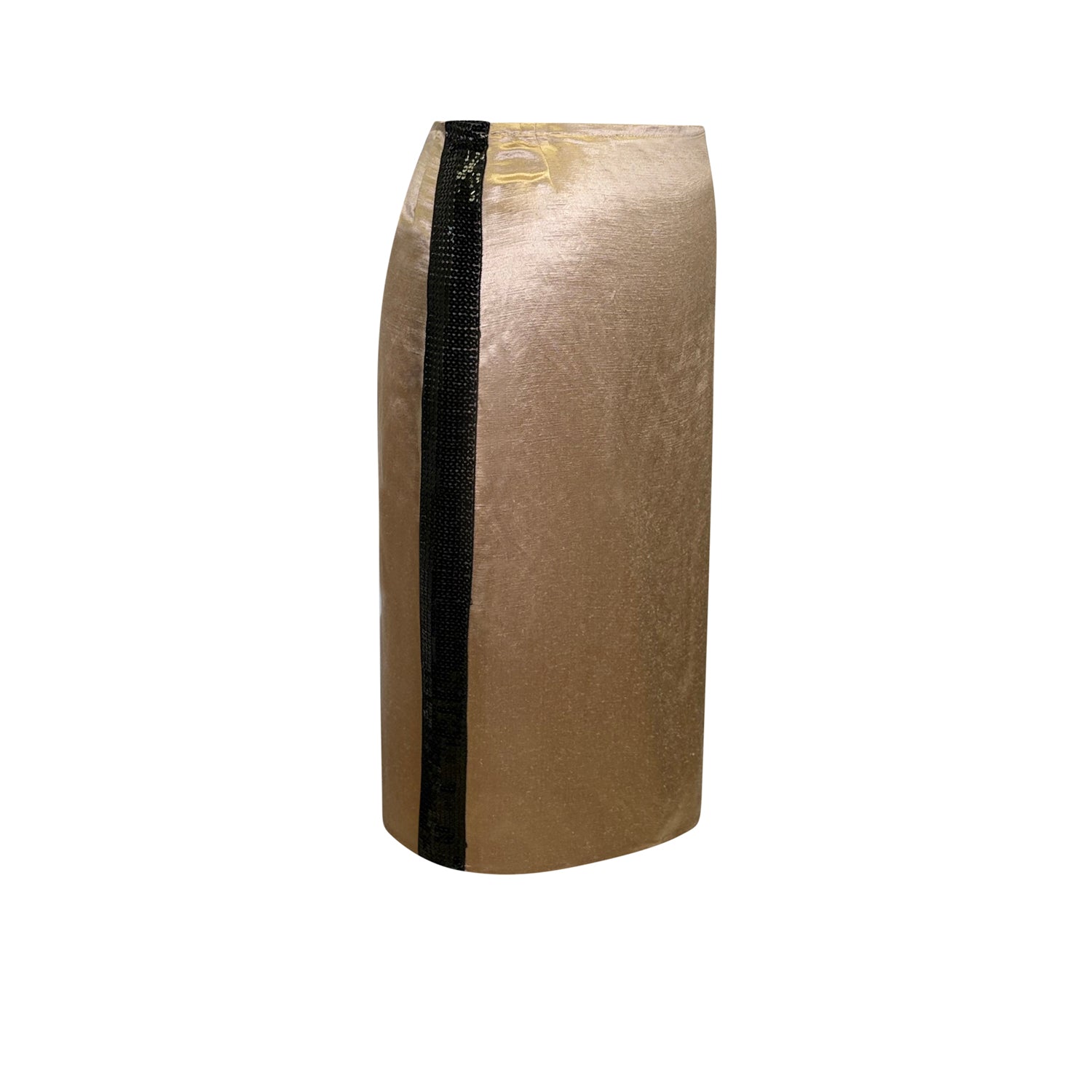 Simone Pencil Skirt – Champagne Hemp/Silk with Sequin Stripe