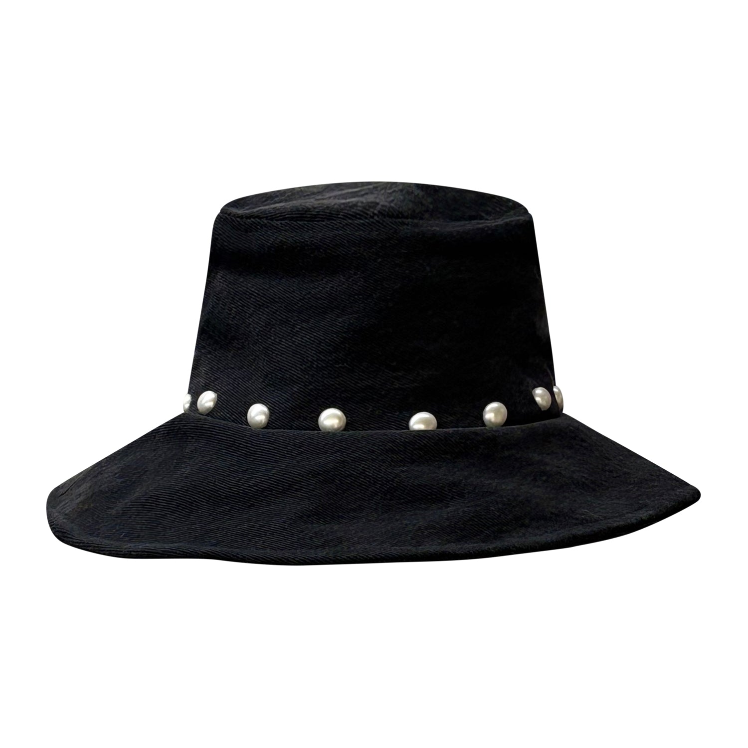 black denim studded bucket hat