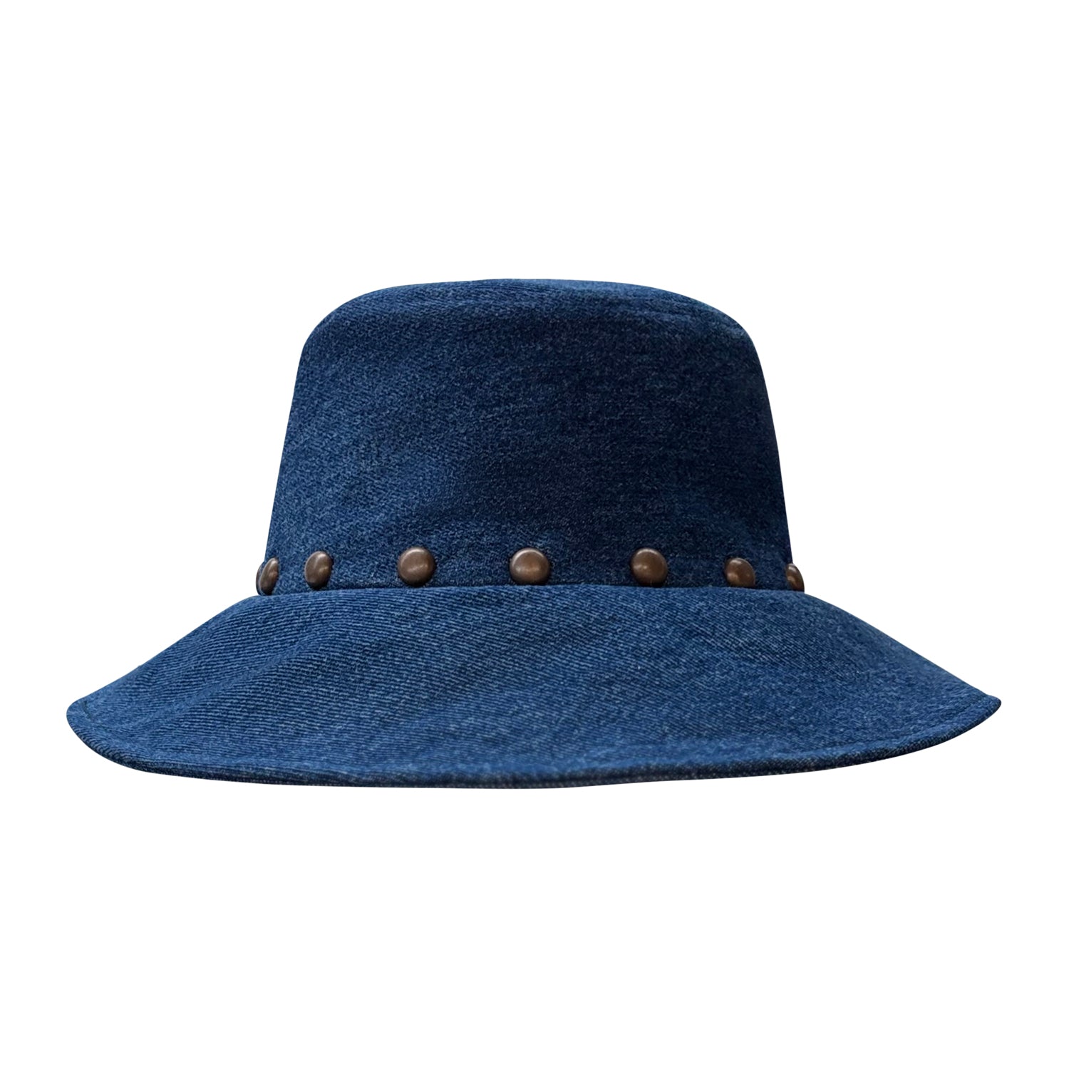 Studded dark denim bucket hat