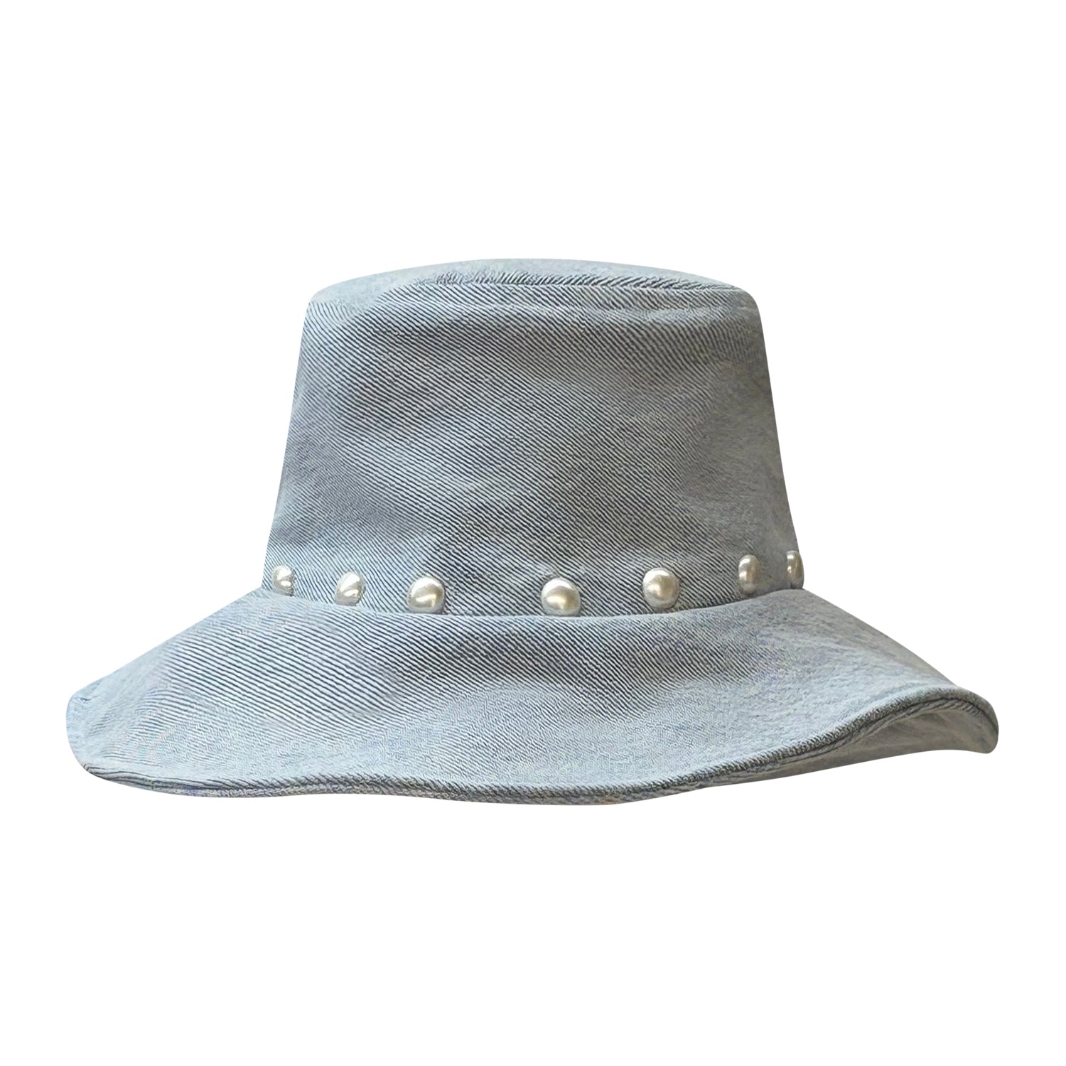 Bleach blue studded denim bucket hat