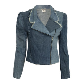 Angie Denim Motorcycle Jacket— Medium Blue