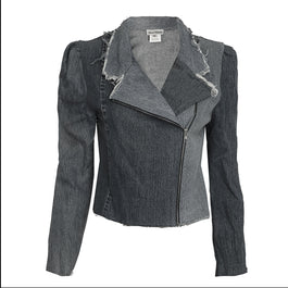 Angie Denim Motorcycle Jacket-Distressed Black