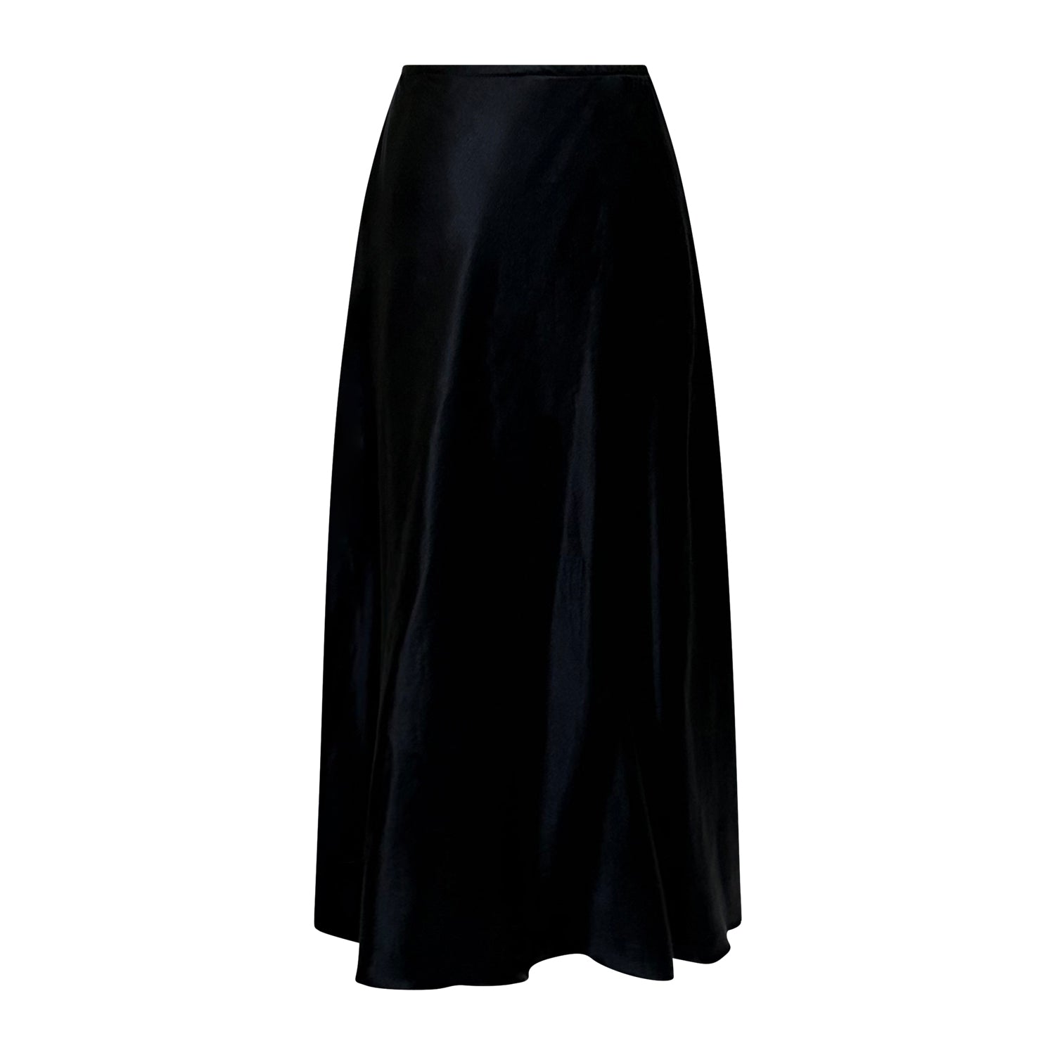 black hemp/silk midi bias skirt