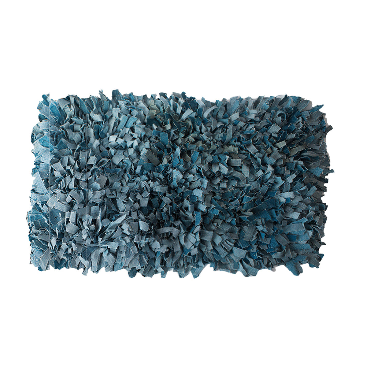 Finished Reclaimed Denim Shag Rug: 24" × 36"