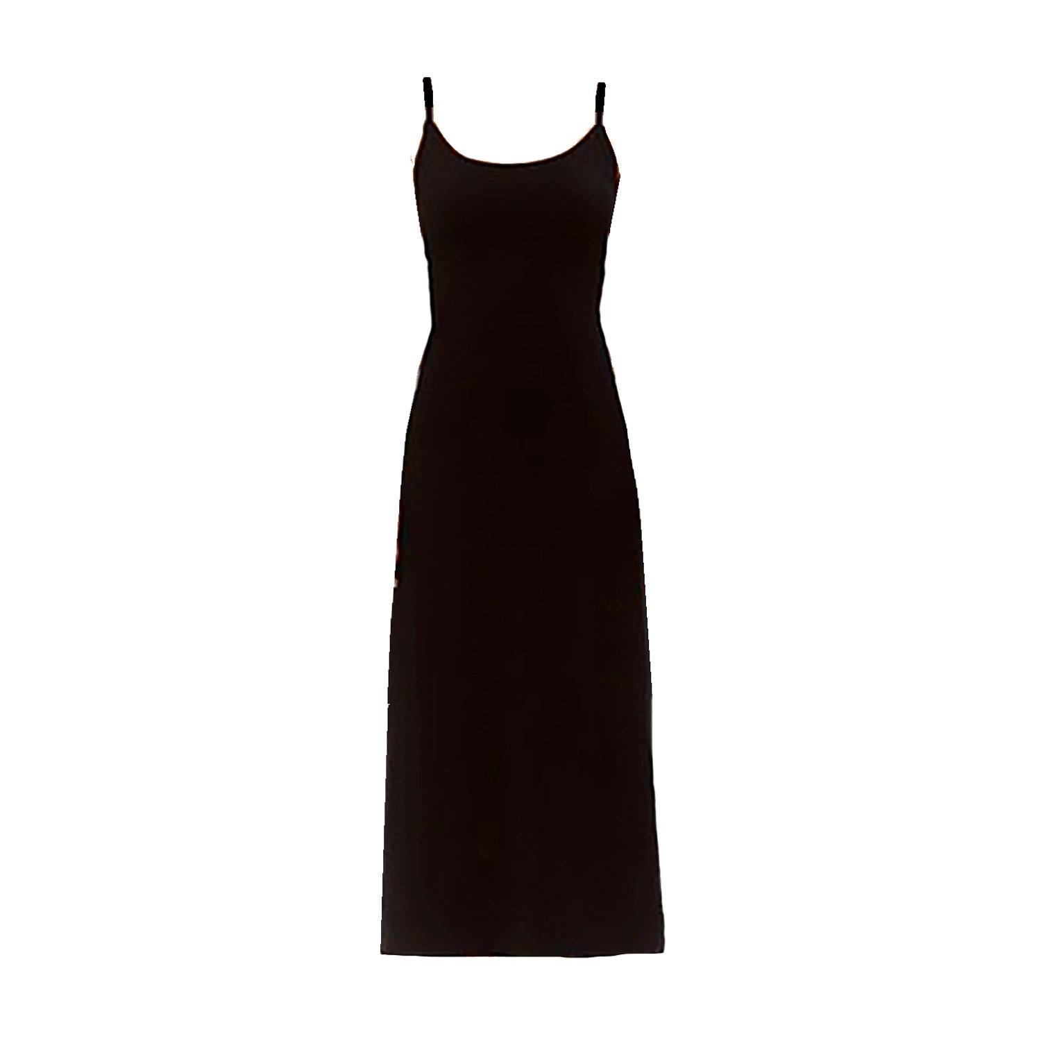 Bridget Hemp Dress in Black – ankle-length slip dress with adjustable straps, crafted from a soft, sustainable hemp blend.