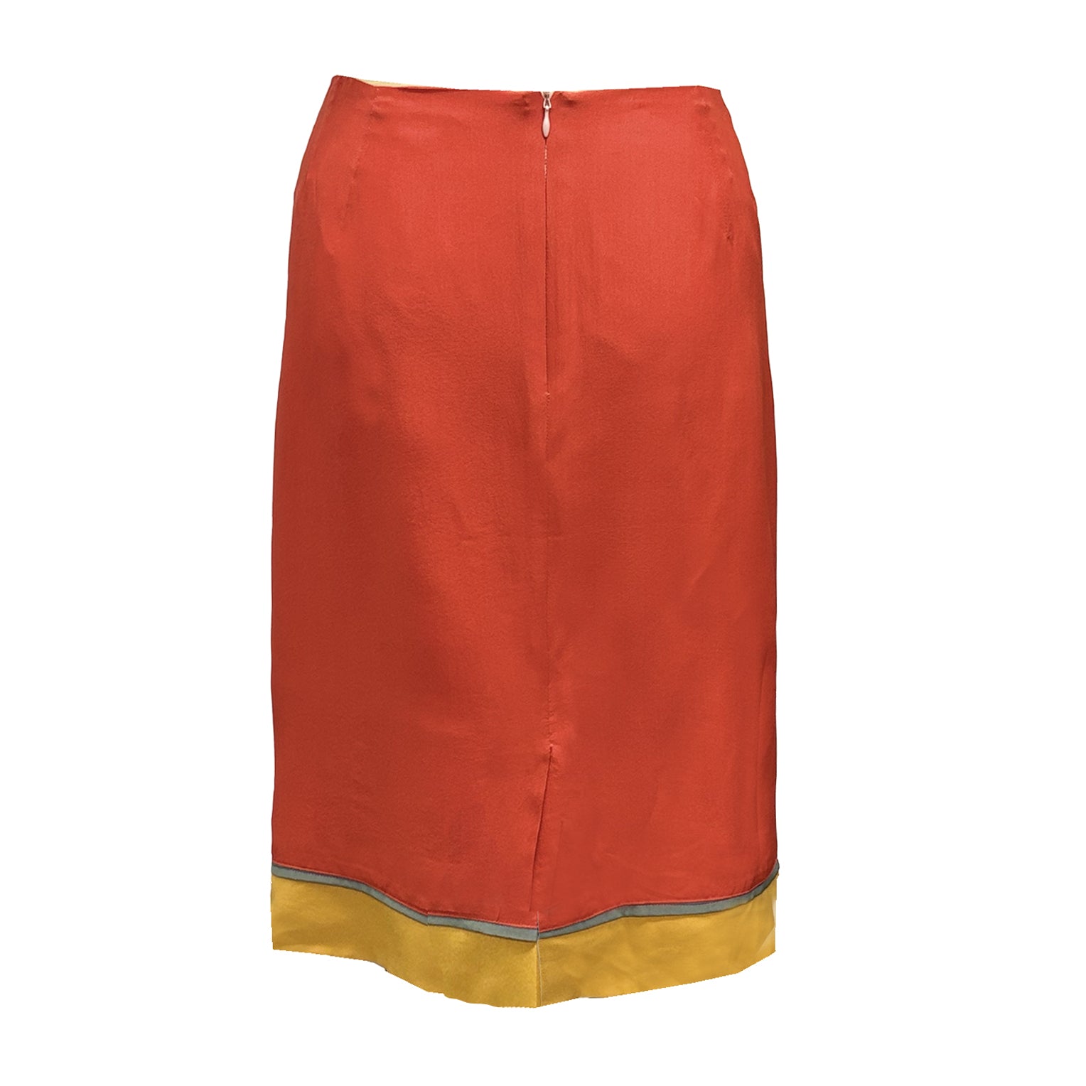back Grace Skirt Brights in vintage silk kimono fabric with colorful floral motifs, silk border and coordinating piping.
