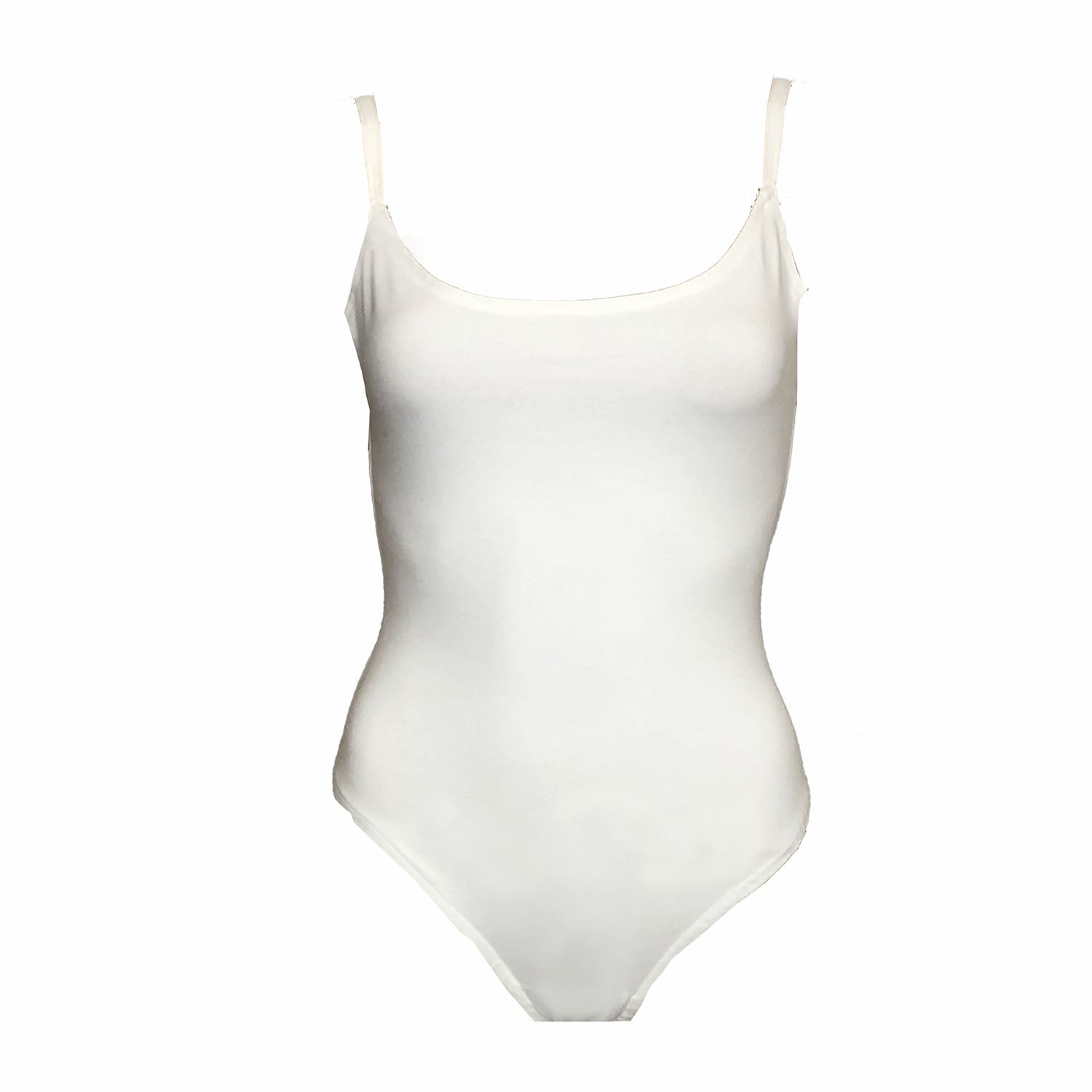 White stretch cotton bodysuit with adjustable spaghetti straps – Britt Bodysuit