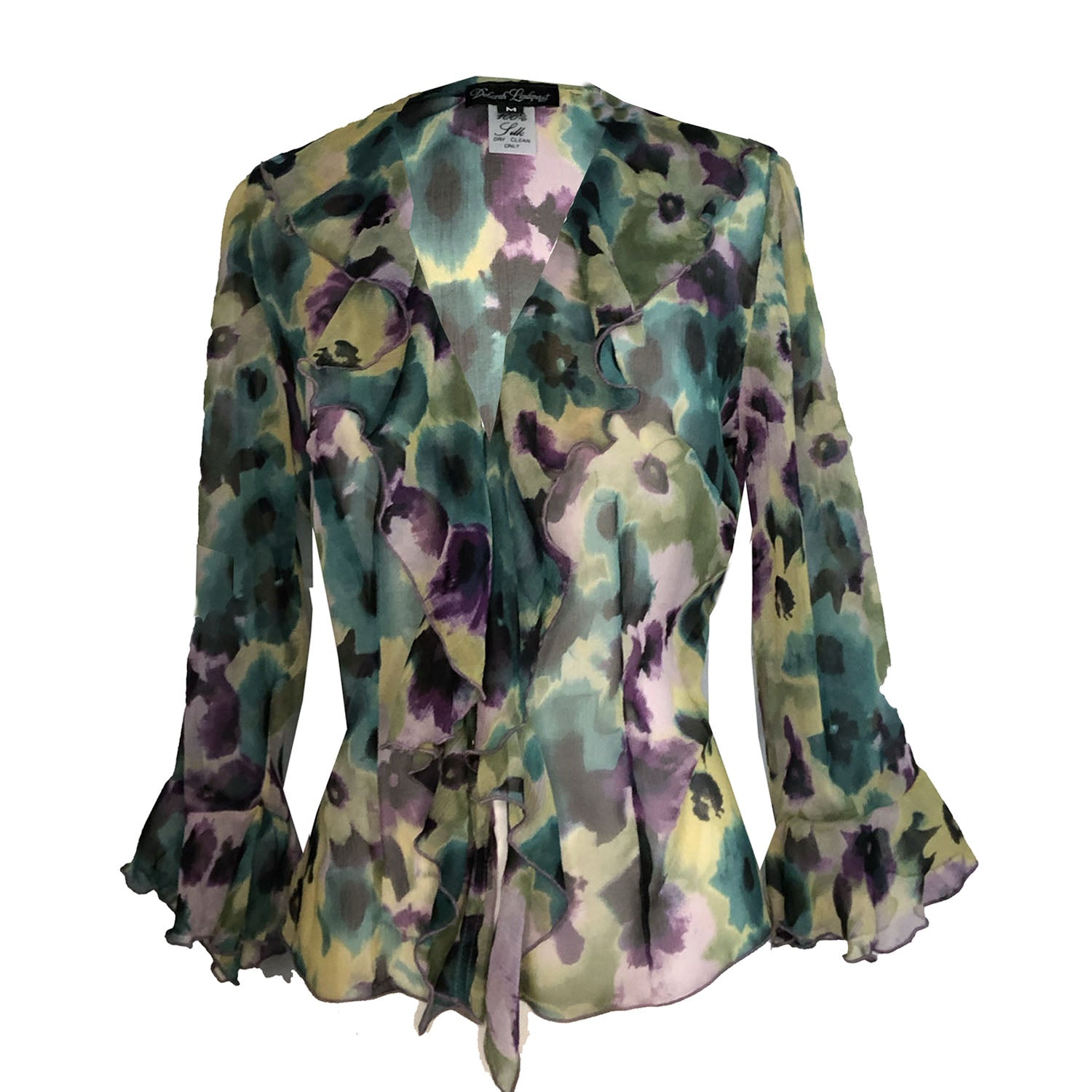 Romantic silk chiffon blouse in a Monet-inspired floral print