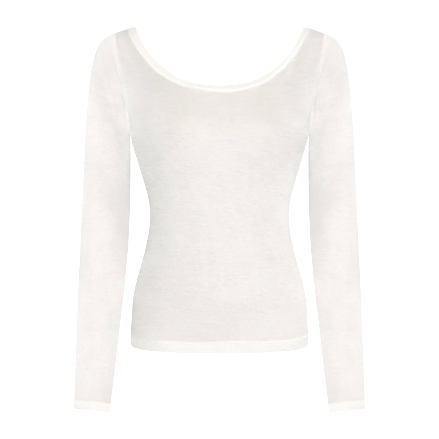 Martha Boatneck – white long sleeve boatneck top in lightweight deadstock modal with slim fit.