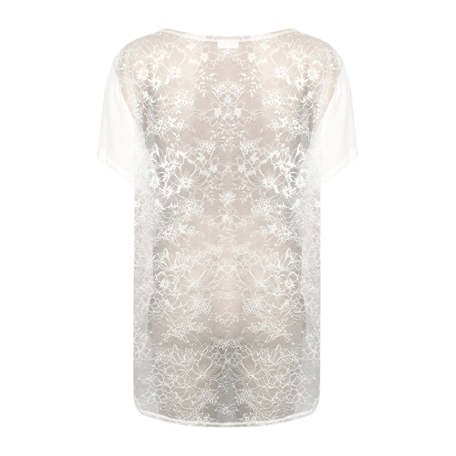 back white organic cotton with chantilly lace tshirt