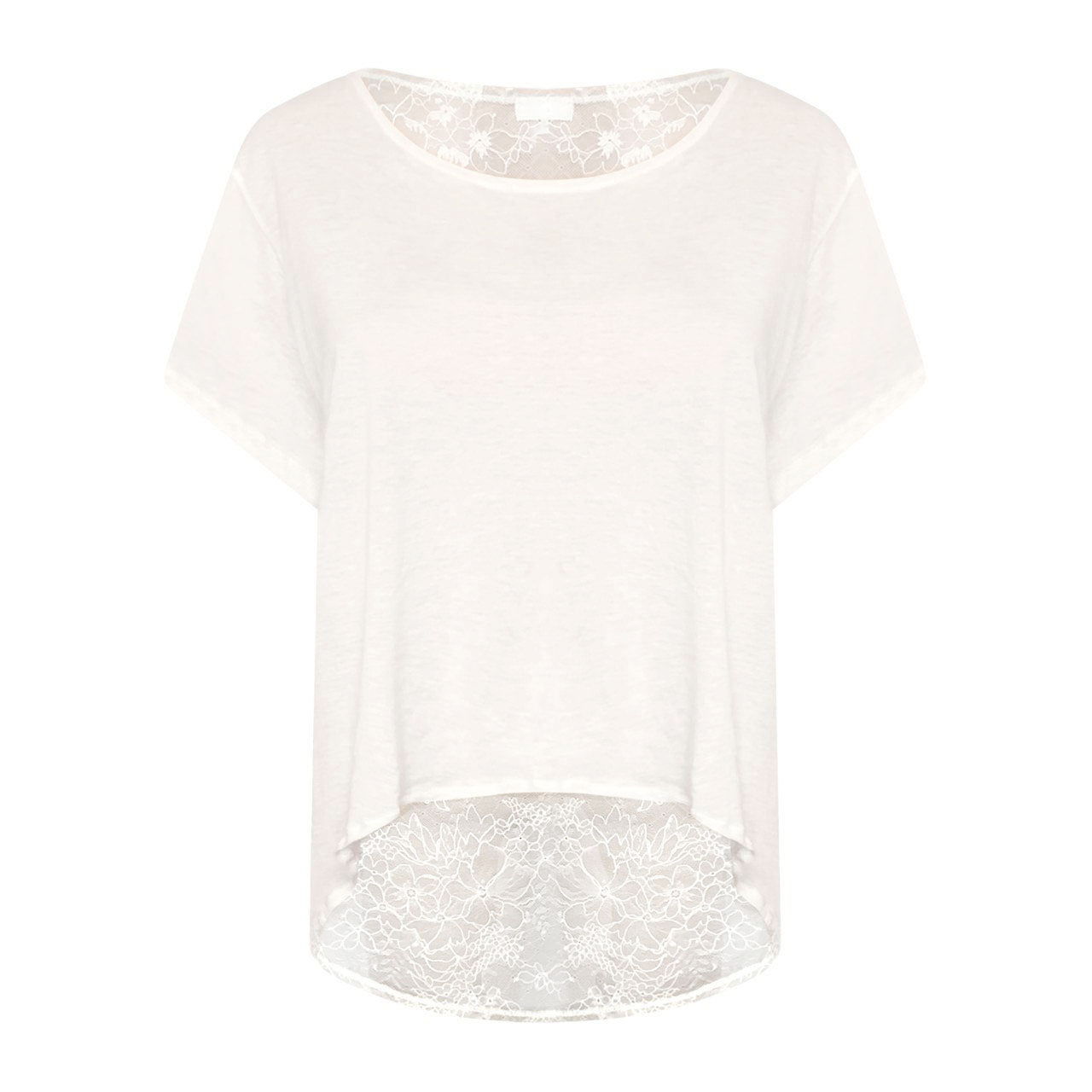white organic cotton with chantilly lace tshirt