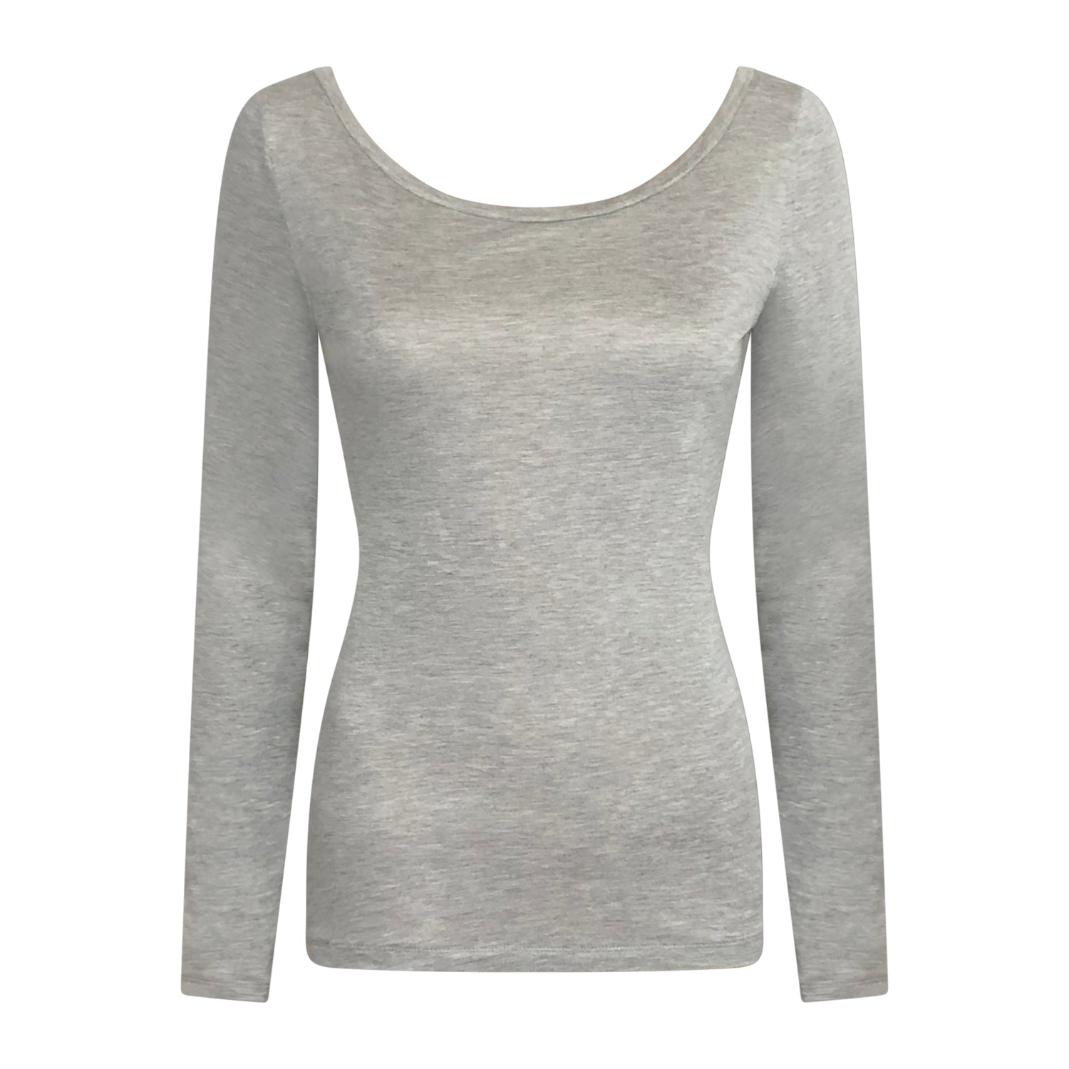 Martha Boatneck – Grey long sleeve boatneck top in lightweight deadstock modal with slim fit.