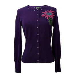 Chrysanthemum Cardigan-Purple