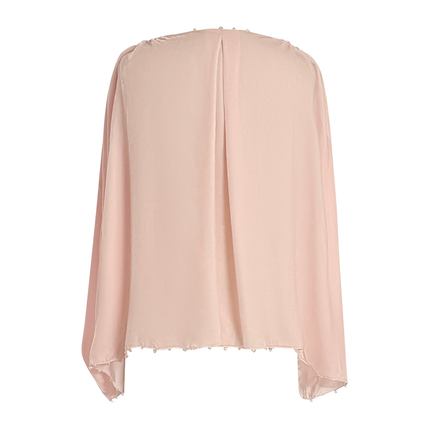 pink velvet shrug with crystal beaded edge