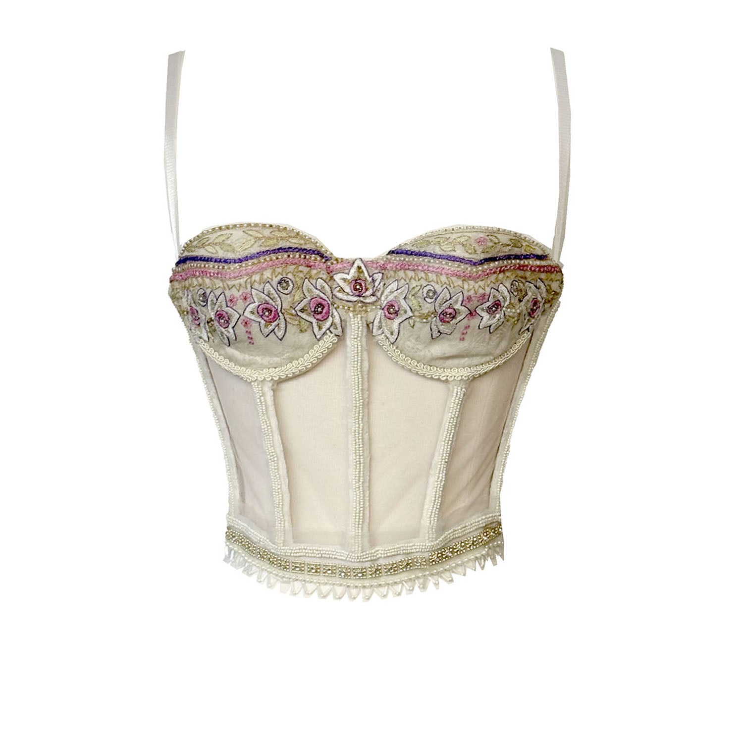 Sitara Bustier – Embroidered vintage sari fabric bustier with caged corset design