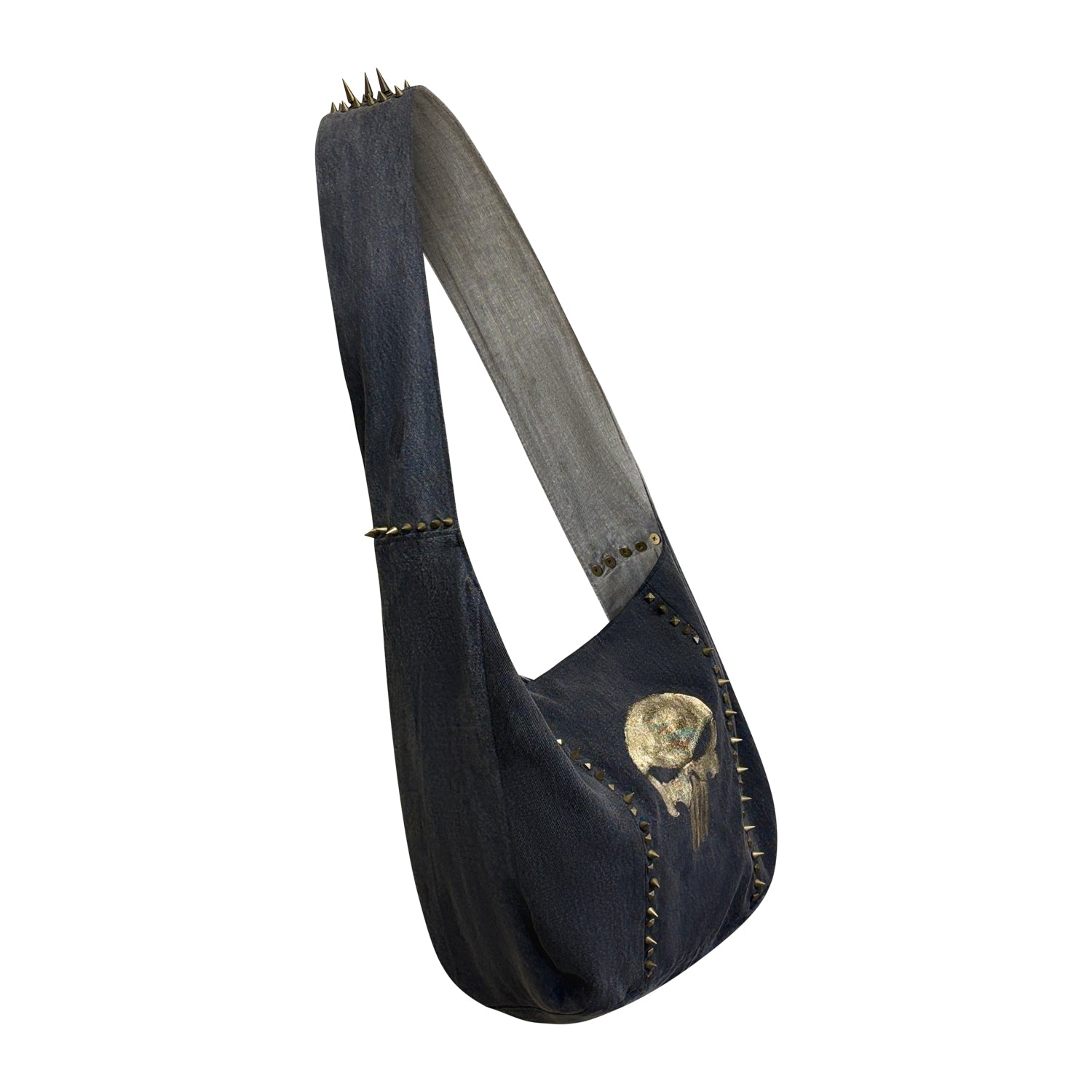 Punisher Spike Tote – Upcycled Black Denim