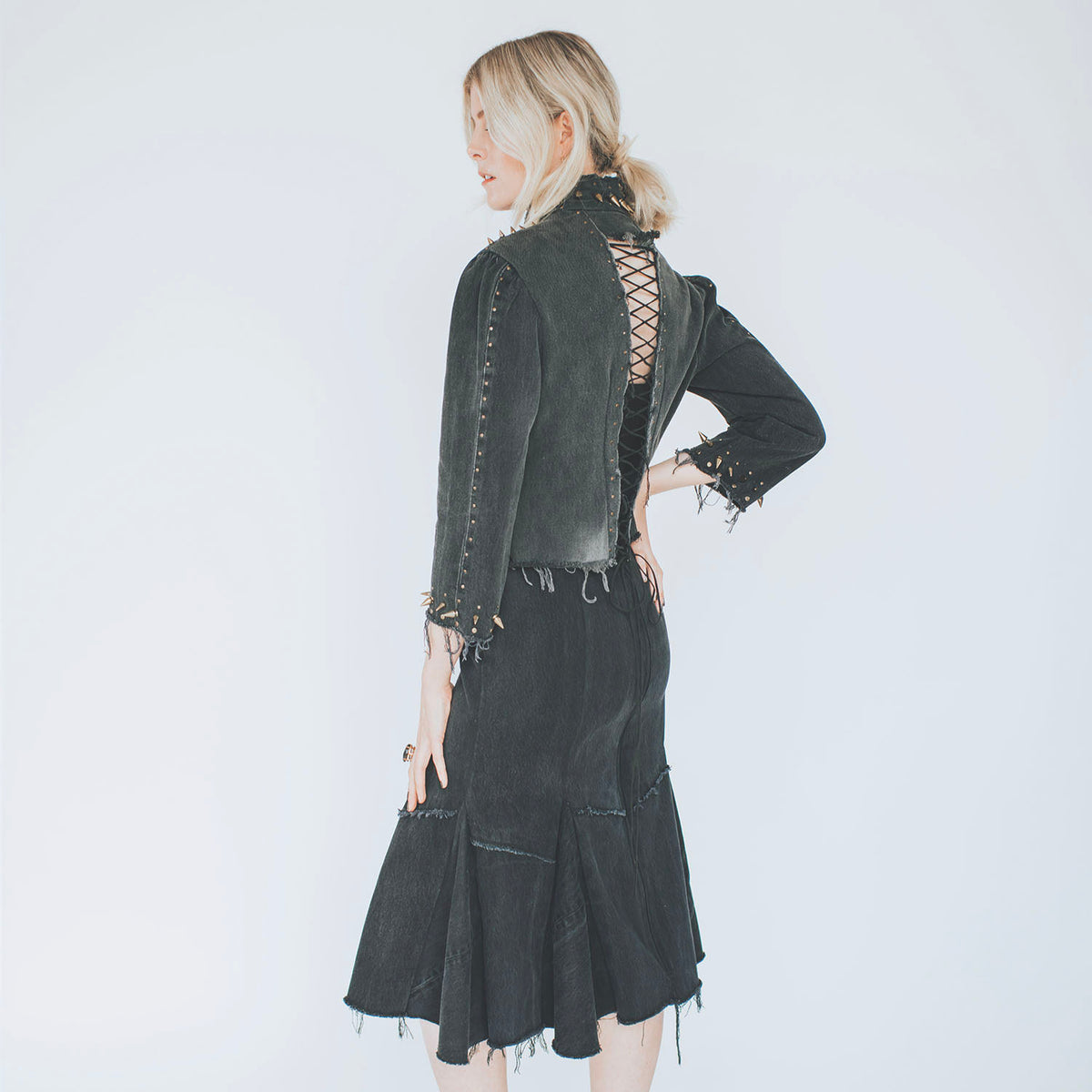 distressed black suzi jacket with studs