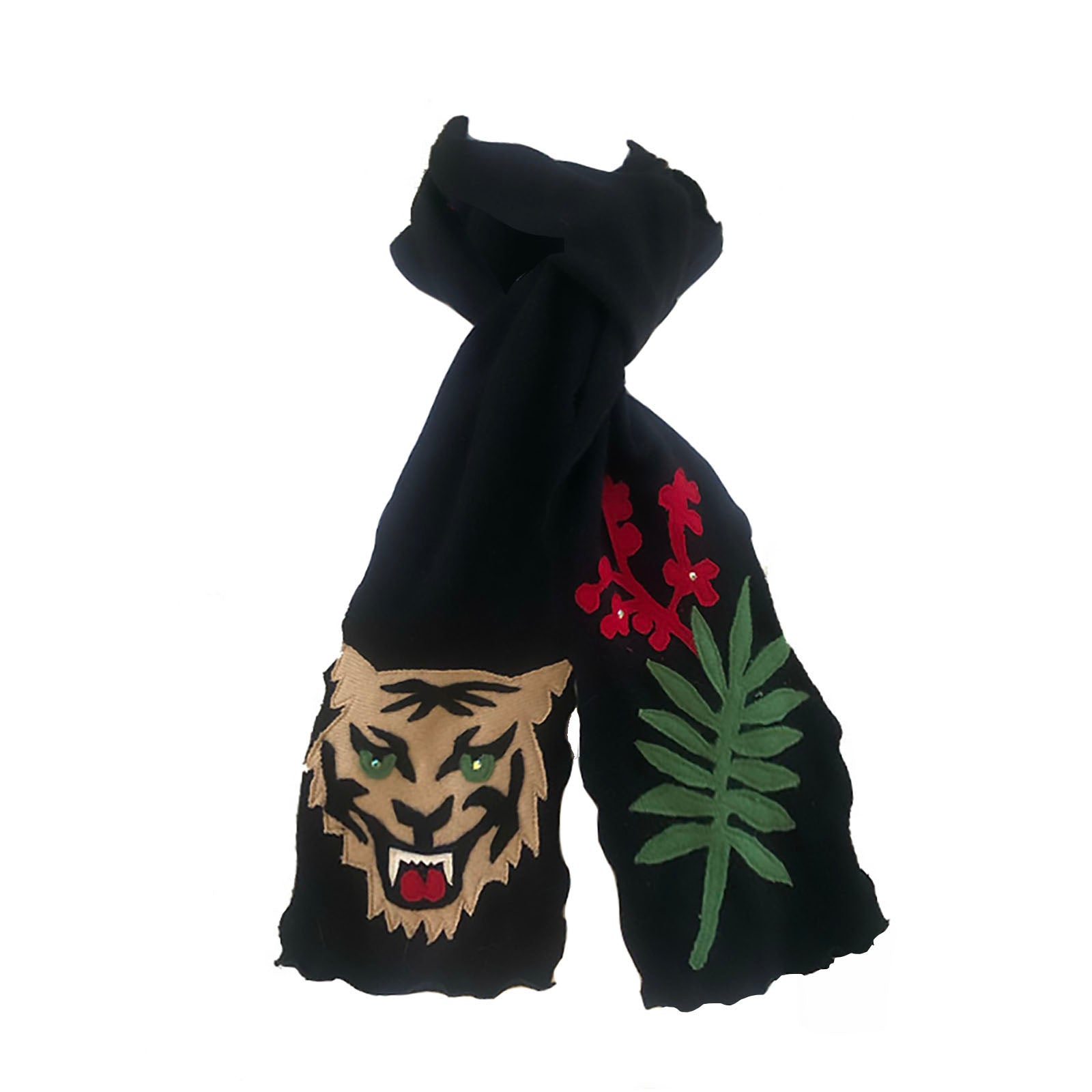 Tiger Appliqué Scarf-Black