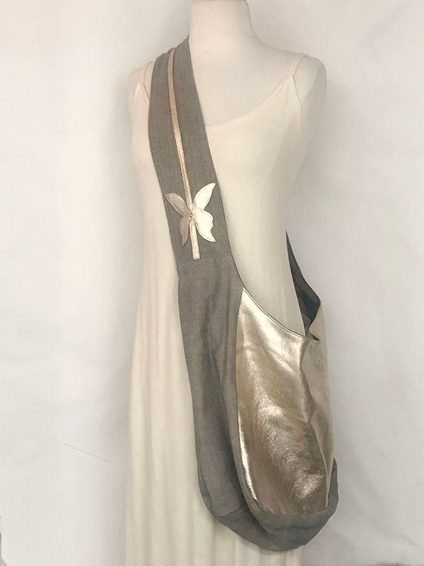 Eva Metallic Leather & Denim Tote