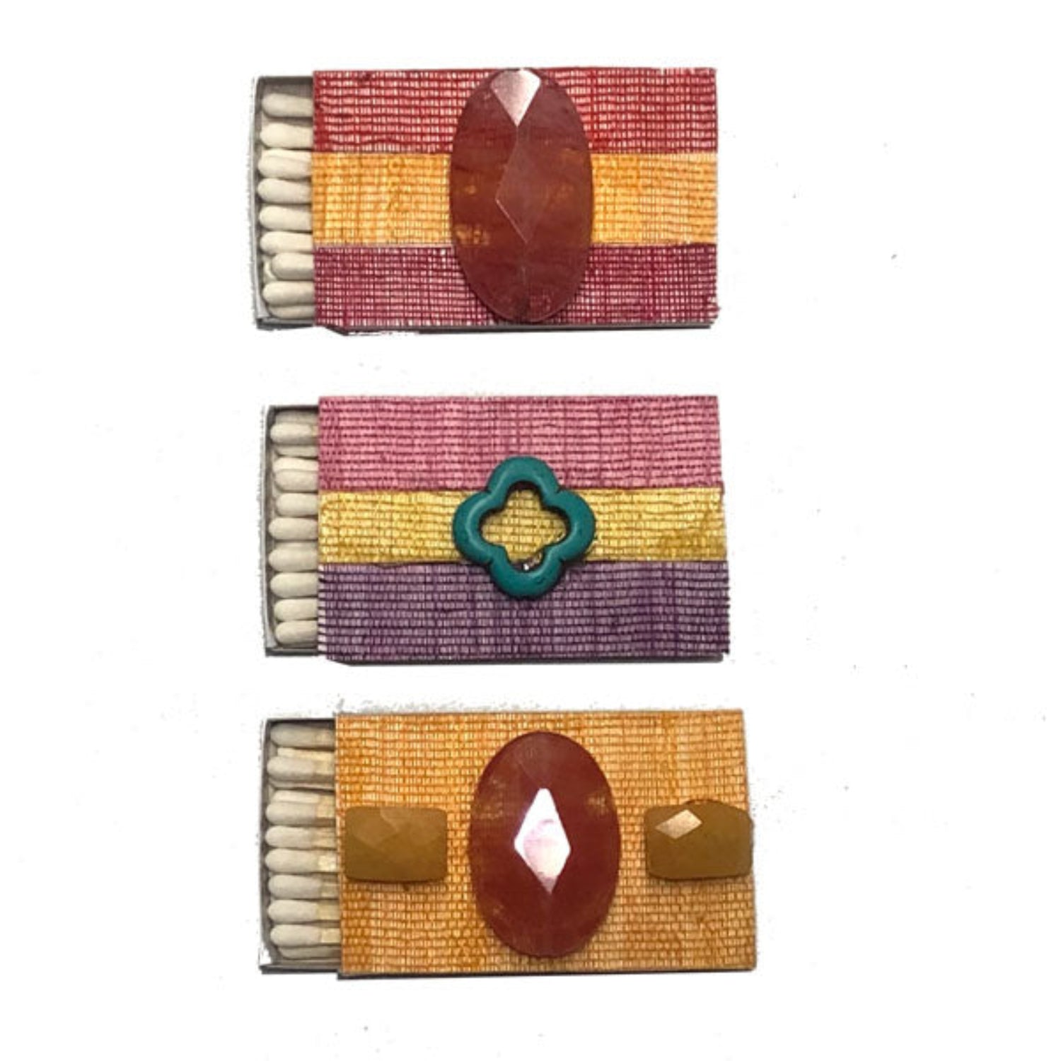 semiprecious and pineapple matchboxes yellows