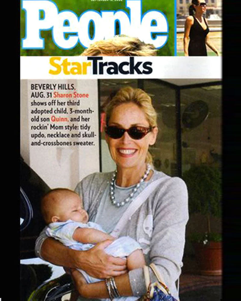 Sharon Stone in Deborah Lindquist Skull Sweater – People Magazine