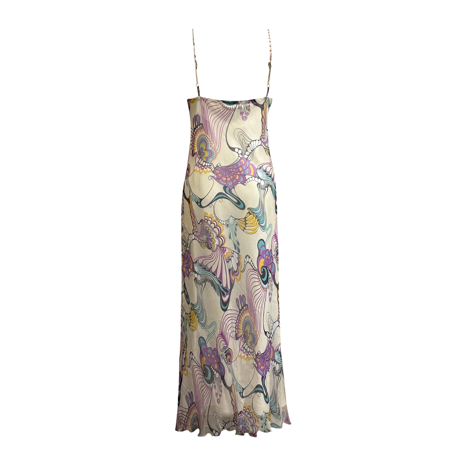 The Dali Slipdress-off-white with purple and deep pink abstract design back