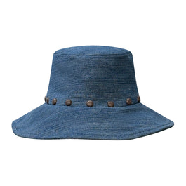 Studded Denim Bucket Hat-Medium Blue