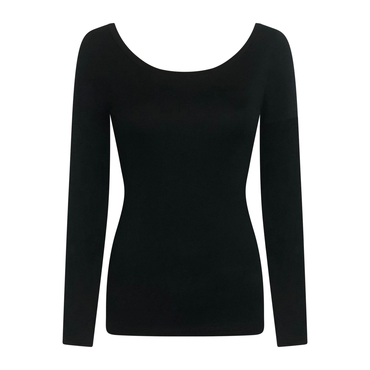 Martha Boatneck – black long sleeve boatneck top in lightweight deadstock modal with slim fit.