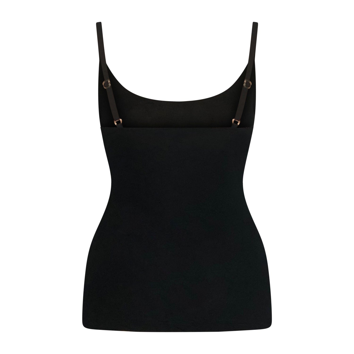 Minimalist black spaghetti strap tank top made from modal
