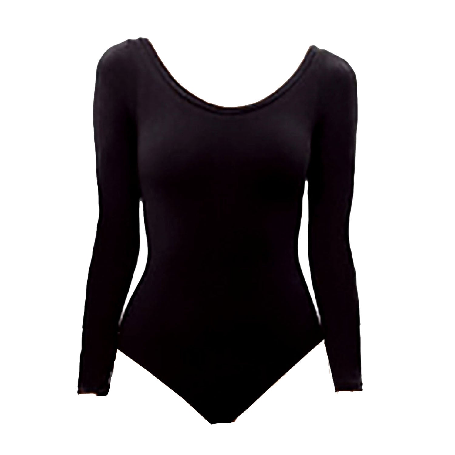 Anna Bodysuit – Black long sleeve scoop neck bodysuit in cotton/spandex, made from sustainable deadstock fabric.