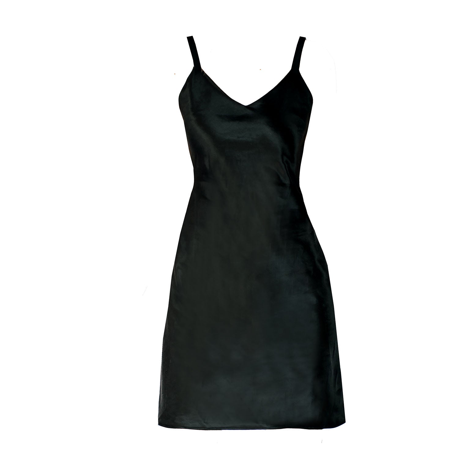 Colette Mini Slipdress – Black Hemp Silk Satin Little Black Dress