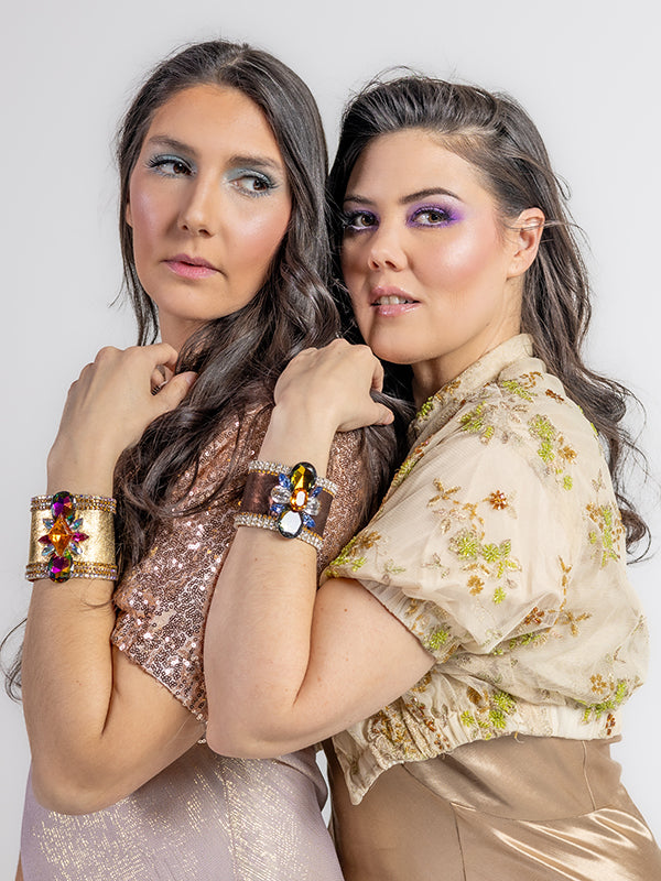 Leather and Jeweled cuffs