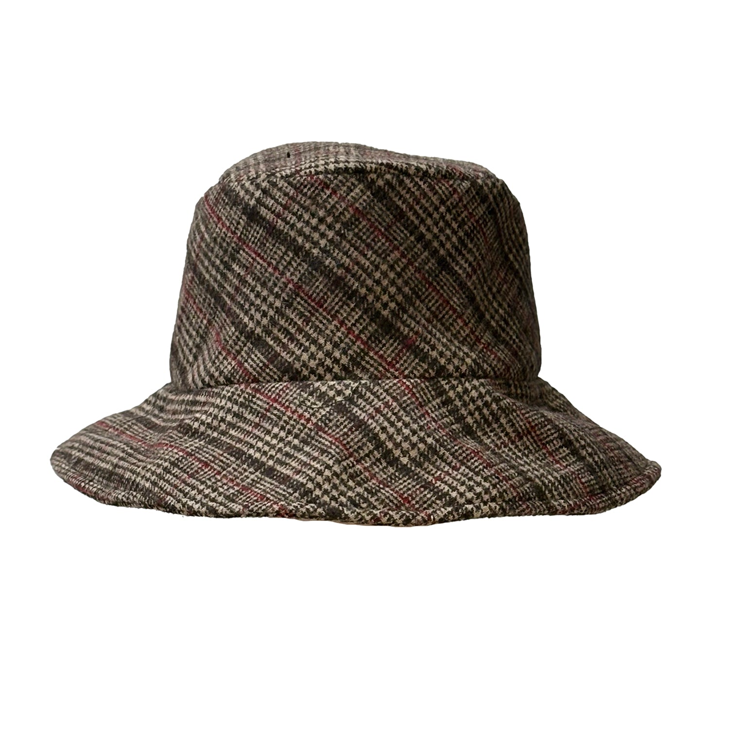 Plaid Bucket Hat — Brown Wool