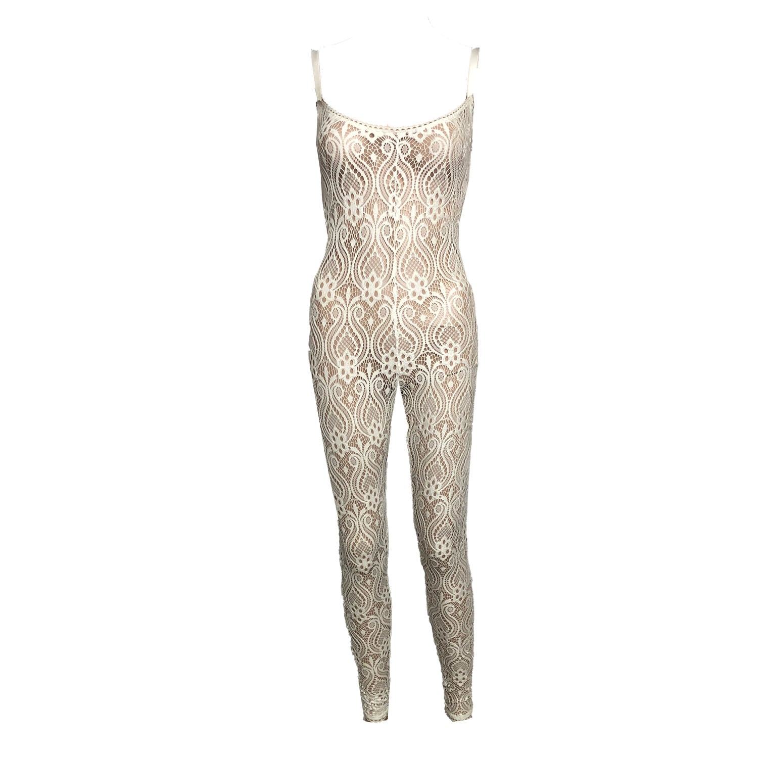 Sheer lace catsuit with adjustable spaghetti straps – Cyd Catsuit
