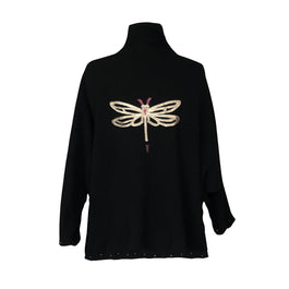 Dragonfly Wrap Sweater – Black with Antique Gold