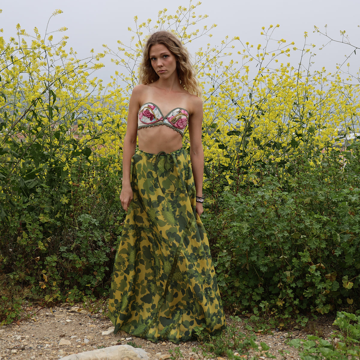 Amy Maxi Parachute Skirt-Camo