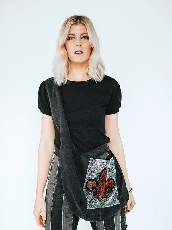 Fleur Mini Tote – Upcycled Denim & Leather Crossbody