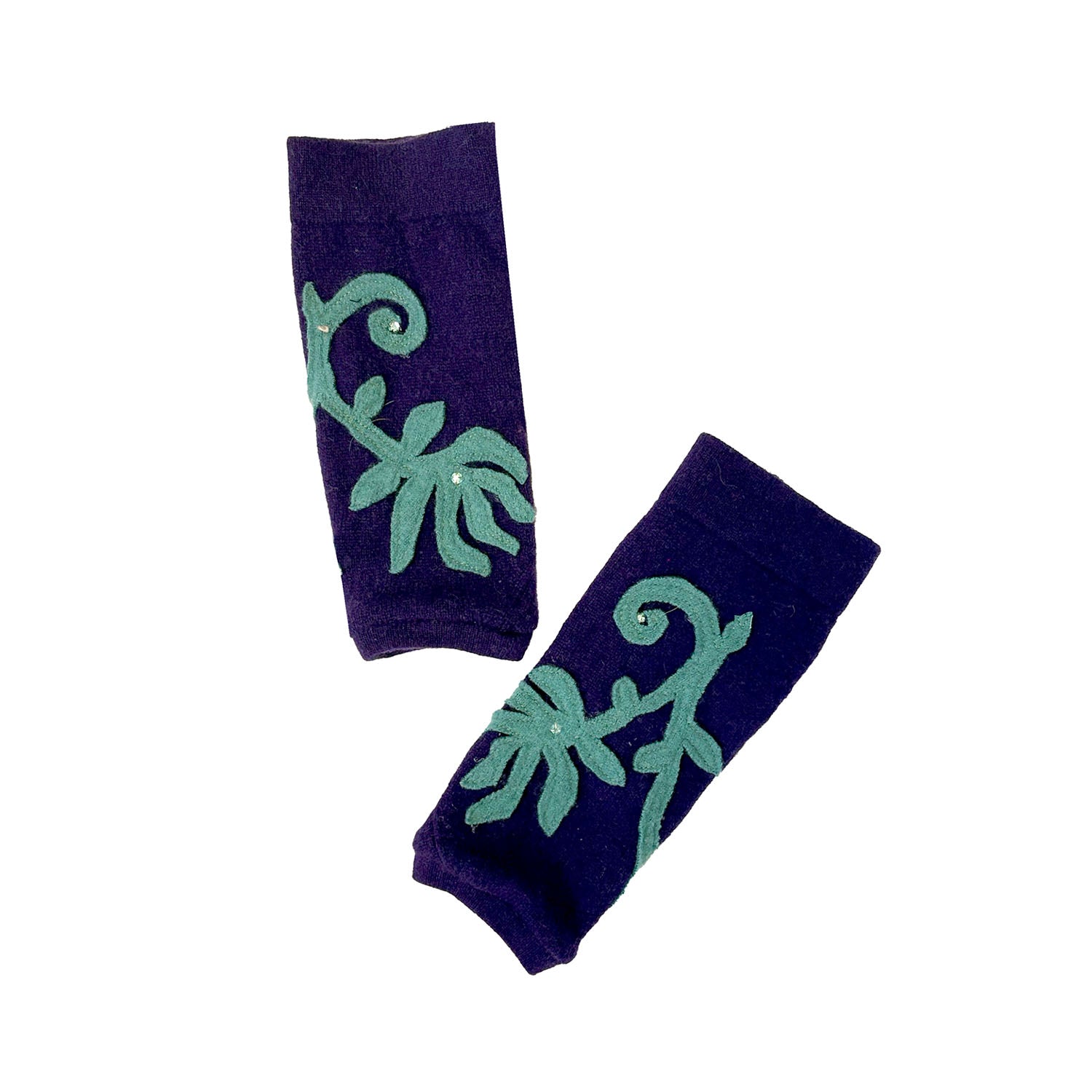 Rose Applique Fingerless Gloves