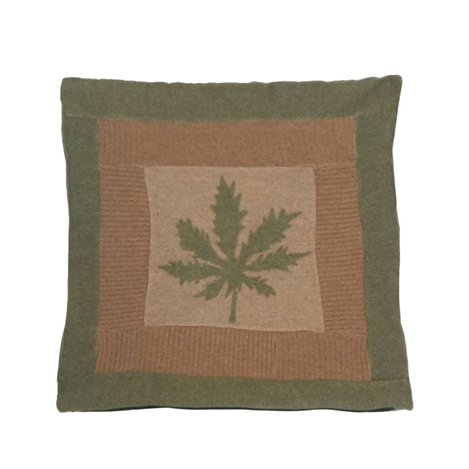 Pillow with a leaf design on a beige background