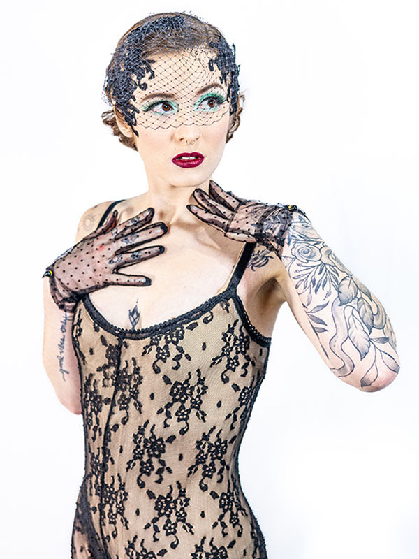 Sheer lace catsuit with adjustable spaghetti straps – Cyd Catsuit