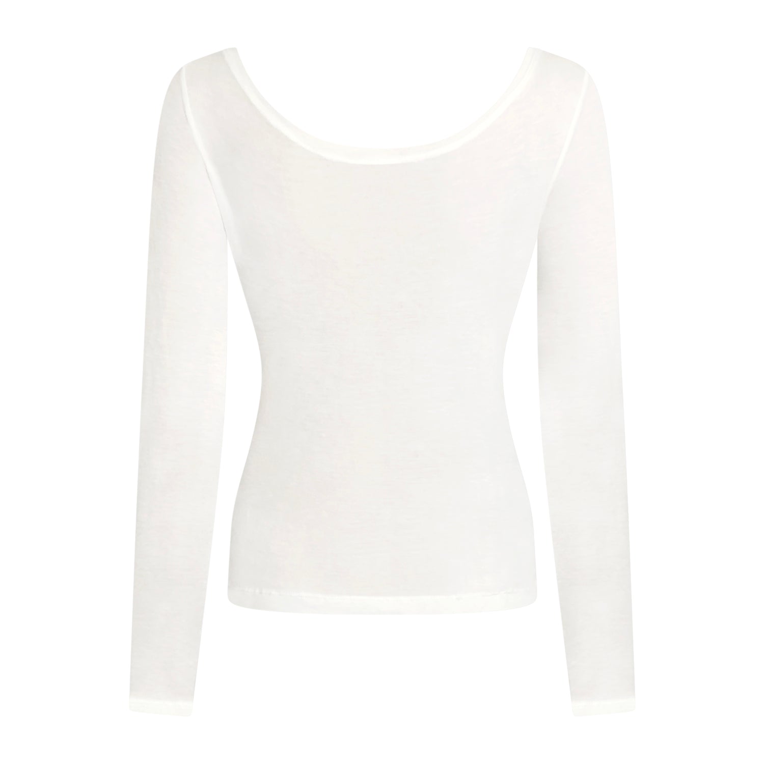 Martha Boatneck – white long sleeve boatneck top in lightweight deadstock modal with slim fit.