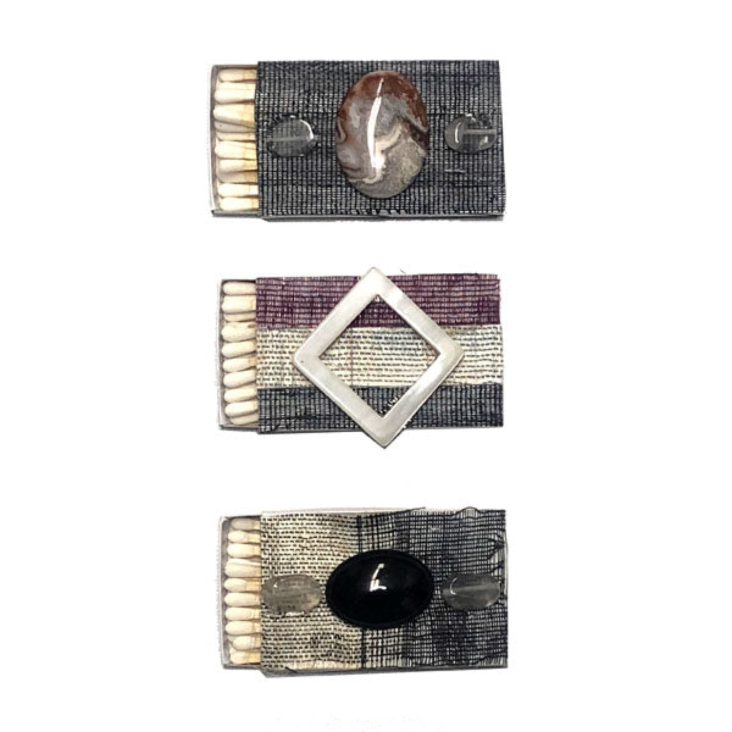 Semiprecious & Pineapple Matchboxes-Blacks