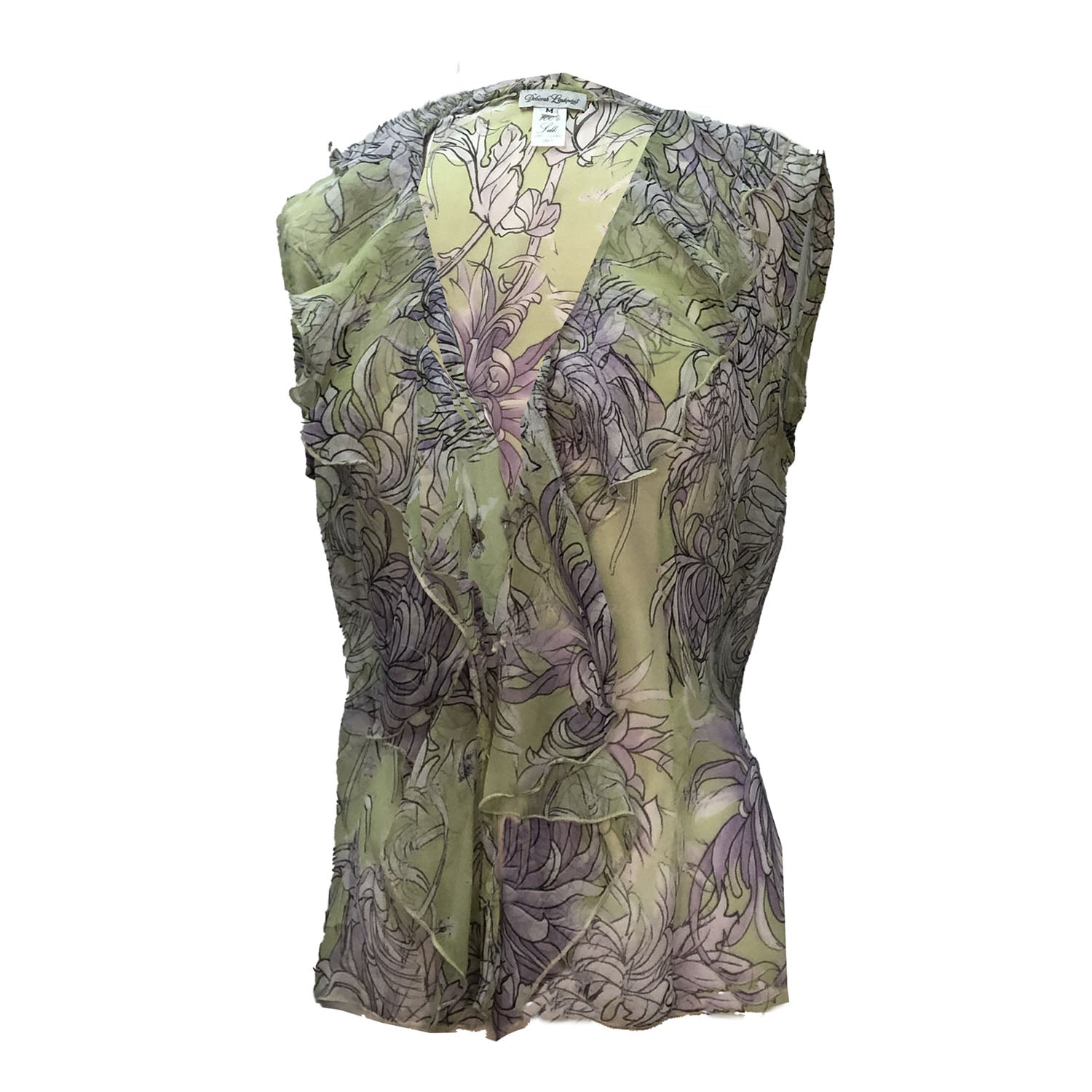 petal  flounce blouse-silk chiffon chrysanthemum