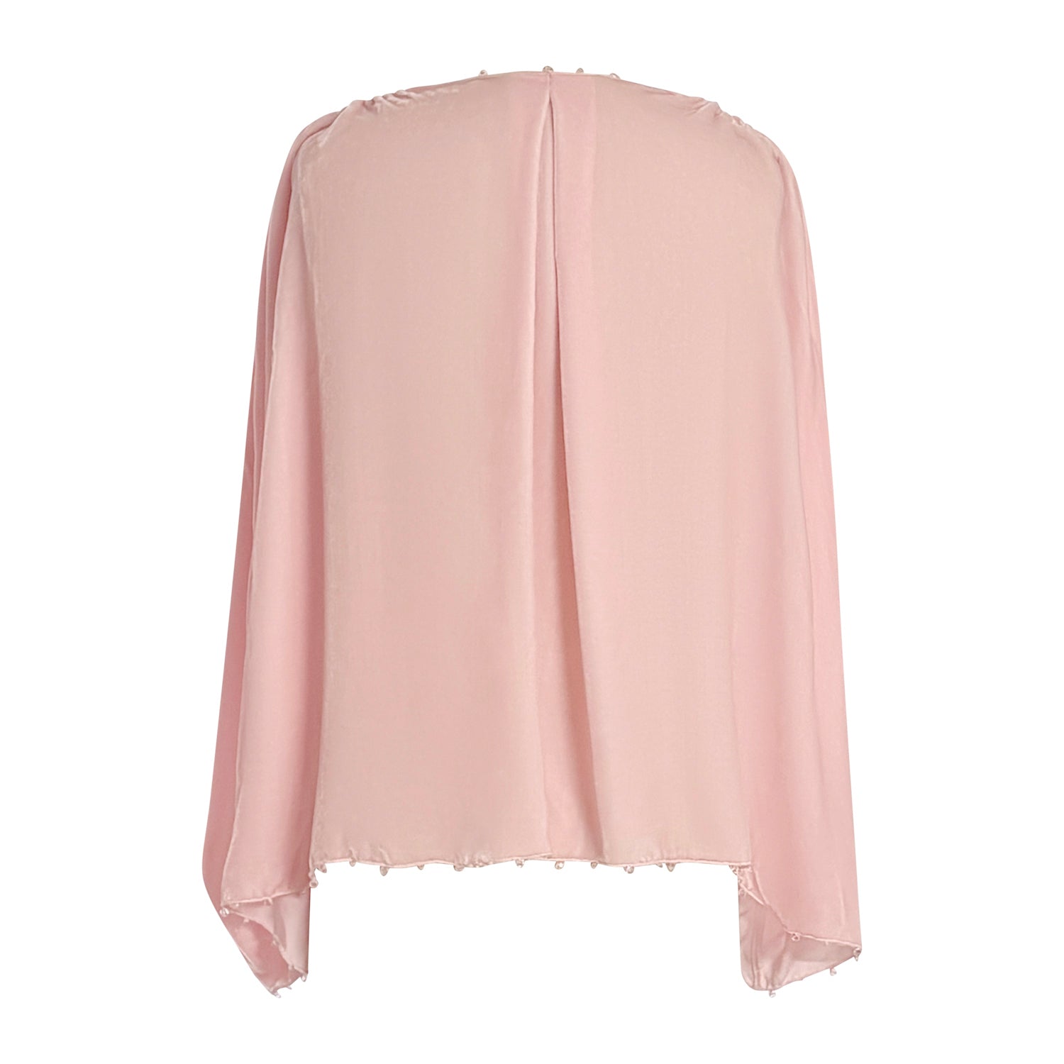 pink velvet shrug with crystal beaded edge