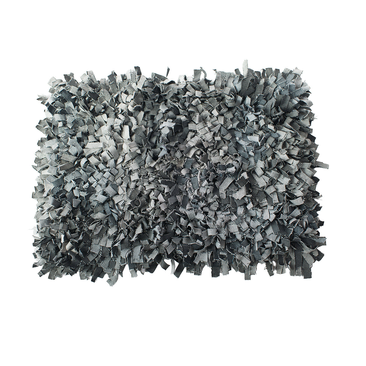 distressed black denim shag rug