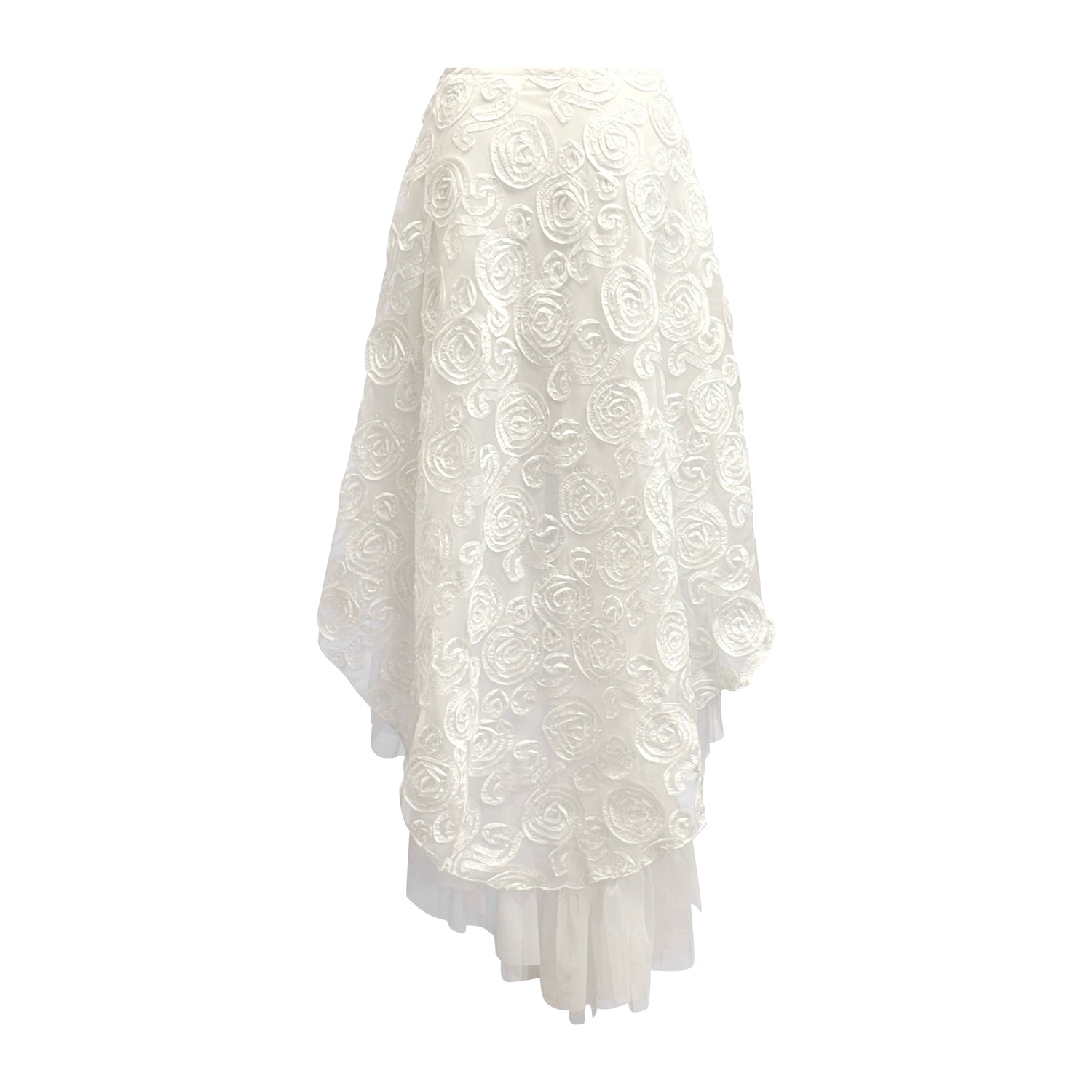 back White embroidered ribbon-pattern skirt