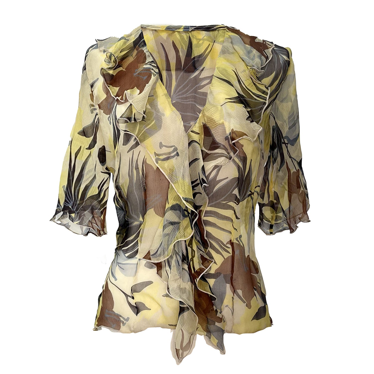 Soleil Flounce Blouse in tropical silk chiffon